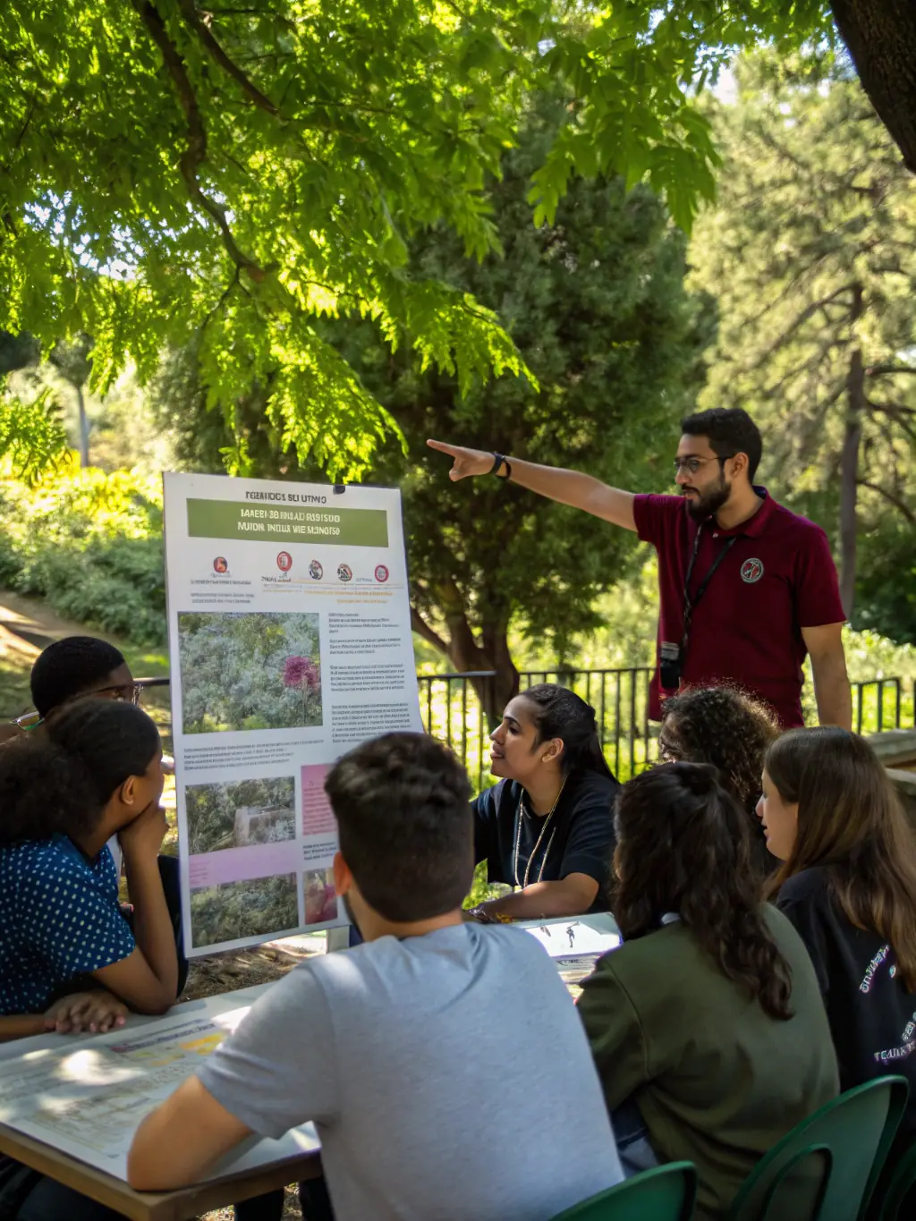 A close-up shot of a group of children participating in an environmental education workshop organized by AAPPMA, learning about aquatic ecosystems and biodiversity.